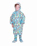 子供 レインコート キッズレインコート バイザー付 雨具 キッズレインウエア・携帯ポーチ付き 可愛い 通気 (3XL, ブルー)