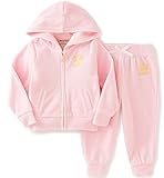 Juicy Couture Big Girls' 2 Piece Velour Hooded Jacket and Pant Set Light Pink 7 [並行輸入品]