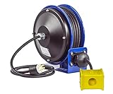 Coxreels PC10-3012-B Compact efficient heavy duty power cord reel with a quad 4 Plug industrial rece