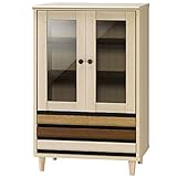 キャビネット オルネ 幅59cm ガラス扉 北欧風 収納棚 カップボード 食器棚 おしゃれ 北欧 ディスプレイラック ラック 木目調　ポイント10倍 代引不可