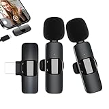 ピンマイク スマホ対応 プラグ＆プレイ [360°全方向集音/ノイズキャンセル] iPhone/Android/iPad用 APP不要 Bluetooth不要 動画撮影・配信・生放送対応 超軽量クリップ式 日本語説明書 (ブラック+Type-C受信端)