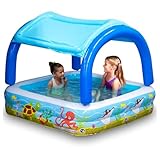 FIELDOOR 屋根付き ビニールプール 140cm×140cm ベビー 家庭用 ジャンボ サンシェード ベランダ