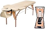 Kennkari マッサージベッド 折りたたみ マッサージ台 コンパクト 施術ベッド ポータブル 施術台 出張 エステベッド 木製 診察台 超軽量 整体ベッド 整体台 有孔 7段階高さ調節 組立て不要 (アイボリー)