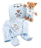Steiff 25cm Gift Set Includes Sleep Well Bear Romper Suit in Siutcase (Blue) by Steiff