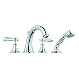 Grohe 25 073 000 Kensington Roman Tub Filler with Personal Hand Shower, StarLight Chrome [並行輸入品]