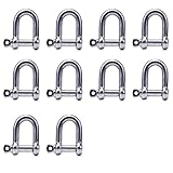 D型シャックル アンカーシャックル 10個セット M5 ねじシャックル吊り具 シャックル 吊り フック 連結金具 吊り金具 アウトドア ストッパー バウシャックル