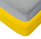 Super Soft 100% Organic Cotton Crib or Toddler Sheet Set, (Grey/Yellow) by Wee Giggles