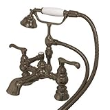 Kingston Brass 真鍮 ヴィンテージ ハンドシャワー付水栓 UA-0356(サテンニッケル) G-HOUSE(ジーハウス)オリジナルグッズ付