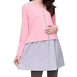 【 アウトレット 】(マーシェル) Marshel マタニティ チュニック カジュアル マタニティー服 お腹周りカバー 重ね着風 ピンク XL