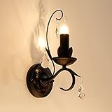 CGJDZMD ウォールスコンクス現代風の鉄工芸クリスタルペンダントウォールランプ寝室の通路の居間の壁ランプホルダー、E14ソケット、110-240V、（含まれていない電球） ( Color : Bl