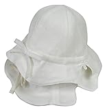 プチボヌール ひもがはずせるリバーシブルピケハットUV オフホワイト×ホワイトドット