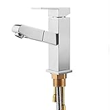 ALLOMN キッチン用 台付水栓 エコシングル水栓 シングルレバー混合栓 洗面蛇口 引き出せる シルバー