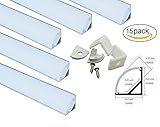 muzata 20-pack 3.3 Ft/1meter U形状LEDアルミチャンネルシステムをカバー、エンドキャップとマウントクリップ、アルミプロファイルのLEDストリップライト 15 Pack V