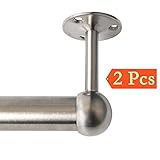 Aliseソリッドステンレススチールクローゼットカーテン服パイプロッドレバーサポートブラケット25 mm / 1インチ径、つや消し仕上げ FL4001-2P