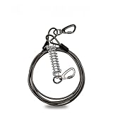 YYKSYDPT 15mのスチールワイヤー犬用リード、バッファーとロックカラビナ付き、中型犬と大型犬用の頑丈なリード (ブラック, 15m)