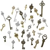 キー チャーム 鍵 パーツ メタル アンティーク レトロ 【30個入り】 ミックスカラー 金古美 手芸 金 ゴールド 銀 シルバー ハンドメイド アクセサリー キーホルダー DIY きらきらぷんぷん丸 USMP-006