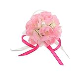 Perfk ２個　結婚式　ウエディング　パーティー　花嫁介添人　ピンク　ローズ　造花　手首　コサージュ　ブレスレット