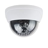 uxcell Dummy Fake Surveillance Security CCTV Dome Camera Indoor Outdoor with Red LED Light Sensor AA