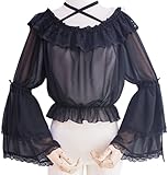 [Lady Lazy] レディレイジー ロリータ 長袖 ブラウス トップス フリル 姫袖 レディース 黒 ブラック