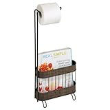 InterDesign Twillo Free Standing Toilet Paper Holder and Newspaper and Magazine Rack for Bathroom - 