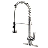 VCCUCINE Best Commercial Chrome Spring Single Handle Put Out Sprayer Kitchen Sink Faucet, Deck Plate