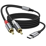 KAYQINHO 2M USB C to RCAオーディオケーブル、USB C to 2 RCA Type C to RCAオス-オスY分配ケーブル、iPhone 17/16シリーズ、Galaxy S24/23、ホームシアター、DVDなどに適用