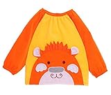 【SEBLES】 キッズ ベビー キュート エプロン スモック 幼稚園 お絵かき 全7種 サイズ 80 90 100 110 クロスセット (Ｂ：オレンジ,110)