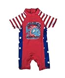 Bonverano ベビー水着　男の子　ワンピース　半袖ラッシュガード　キャップ付き　２点セット　UPF50+　紫外線対策　UVカット