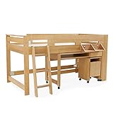 LOWYA ロフトベッド システムベッド デスク ワゴン セット すのこ タモ材 ナチュラル