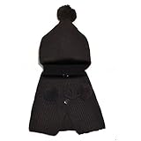 桜の雪 かわいい キッズ 用 マント式 お出かけ ニット帽子 (コーヒー色)