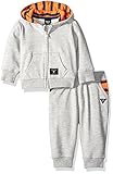 GUESS Baby Boys' Zip Front Hoodie and Fleece Pant Set Light Heather Grey 18M [並行輸入品]