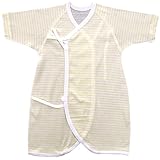 えくぼちゃん(ekubochan) 日本製 やわらかふわりフライスボーダー コンビ肌着 (クリーム)