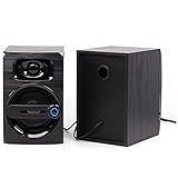 pc用のミニデスクトップスピーカー、2.0有線コンパクトpcステレオスピーカー3.5mm auxポータブルゲームラップトップデスクトップタブレット電話用マルチメディアスピーカー(Color:黒い木)