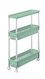サンコープラスチック キッチンワゴン ルーチェワゴンテーブル3段スリム TPW-1121 キャスター付 ソフトグリーン 450524