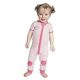 Baby Deedee Short Sleeve 1 Piece Footless Romper Pajama, Heather Pink, 6-12 Months by baby deedee