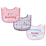 Luvable Friends I Love Mommy and Daddy Baby Bibs, Pink Mommy, 3-Count by Luvable Friends [並行輸入品]