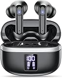 最先端Bluetooth5.4イヤホン Bluetooth ワイヤレスイヤホン ブルートゥース [2025新登場！]LEDディスプレイ表示 Type‐C急速充電 マイク付き 通話用 快適な装着感 最大48時間再生 重低音 Hi-Fi 自動ペアリング マイク内蔵 タッチ操作 コンパクト/テレワーク/通勤/通学 (ブラック)