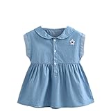 Elfin Park ベビー服 女の子 デニム ワンピース ガールズ 可愛い ドレス 赤ちゃん服 丸襟 プリンセスドレス 100