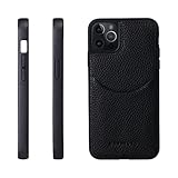 HANATORA for iPhone 14ProMax ケース 本革 耐衝撃 スマホケース スマホ コードホルダー 付き シュリンクカーフレザー ギフト マグネットなし ブラック CPG-14ProMax-Black