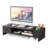 モニタースタンド パソコンスタンド 机上ラック 木製 キーボード収納 卓上 pc 置き台 引き出し デスク整理 耐荷重 テレワーク オフィス 机上台 在宅勤務