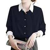 [Yino] （イノ） シャツ ブラウス レディース 長袖 バイカラー 襟付き トップス 体型カバー 着瘦せ シンプル きれいめ カジュアル 通勤 オフィス フォマール お出掛け ワイシャツ 秋 春