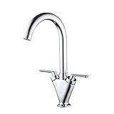 2ハンドルシングルホールバスルームシンク蛇口鉛フリーポリッシュクローム (Color : Chrome)