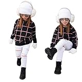 幼児用女の子服セット、子供Franterd暖かい格子柄Tシャツトップス+ジャン・ロングパンツ ブラック