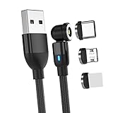 マグネット 充電ケーブル USB 3in1 iPhone Type-C led USBC Micro マグネット式 磁石 タイプc じゅうでんケーブル 2.4A 急速充電 充電器 android 等対応 (1m)