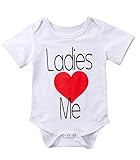ロンパースベビー服 ラウンドネック 半袖 白いTシャツ ボディスーツ 英字パターン ラブプリント(0〜24ヶ月子供に向け) (12-18ヶ月)