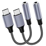 【2本セット】USB Type-C 3.5mm イヤホン 変換アダプタ 電話/音楽/リモコン イヤホンケーブル DACチップ搭載 Hi-Fi音質 iPad/Android/iphone15/Type-c機器などに対応,グレー