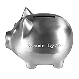 クラシックデザインカスタム彫刻Piggy Bank – ブラシニッケルPersonalized