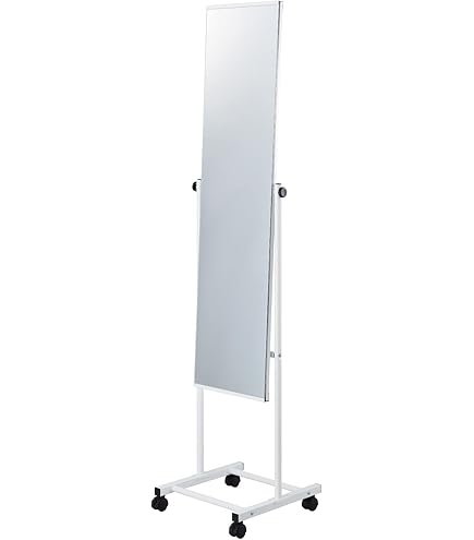 Amazon.co.jp: パイプスタンドミラー(キャスター付)(ホワイト/白) 幅