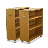 【JAJAN】キャスター付きコミックラック 2台セット ナチュラル〔押入れ収納・多目的カート〕MW-60N