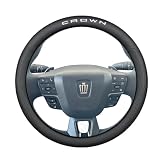 Hearsheng 適合トヨタ 新型クラウン ２２０系 ３０系 新型クラウンエステート ３０系 新型クラウンクロスオーバー 新型クラウンスポーツ ３０系レザー材質ハンドルカバー ステアリングカバー 内装カスタムパーツ アクセサリー爪キズ防止 安全性 滑り止めグリップ感 通気性よく 春夏秋冬四季 取り付け簡単 車種専用設計(黒（黒ステッチ）)